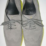 COLE HAAN LUNARGRAND WINGTIP OXFORD CHARCOAL YELLOW SUEDE SHOES 9.5 M $248
