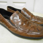 COLE HAAN BRAGANO BROWN WOVEN LEATHER DRIVING SHOES MENS 10 M