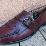 Mens Dress Shoe Cole Haan Size 10D Burgundy Leather Casual Slip On Buckle Loafer