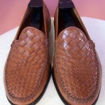 Mens COLE HAAN RESORT Tan Woven Leather Slip-On Loafers 10D