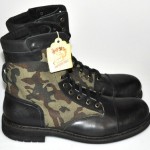 $425 NEW Diesel CASSIDY Black Leather & Camouflage Canvas Ankle Boots 46/12.5