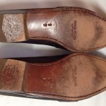 COLE HAAN  Slip-on Penny LOAFERS Two-Tone Black & Tan LEATHER Italy Mens 8 M