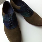 Mens Cole Haan olive green suede and blue tartan plaid laceup ( size 8.5)