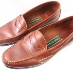 Mens shoes COLE HAAN Resort Brown tan leather slip on penny loafers size 12 D