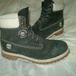 TIMBERLAND mens 13 M navy blue LEATHER hiking fashion BOOTS
