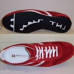 HUGO BOSS ORANGE Orlenno Size 12 M Bright Red Suede & Mesh Sneakers Mens Shoes