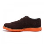 Cole Haan LunarGrand Wingtip Dark Brown Suede/Orange Mens Shoe