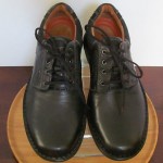 Mens sz 10W black leather Unstructured by Clarks lace tie oxford casual shoes