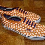 Vans CLEMSON TIGERS Orange & Purple Paw Print Canvas Shoes Men’s 13 RARE!!!