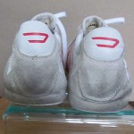Mens sz 10 M white leather beige suede Diesel athletic tennis shoes