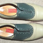 Cole Haan leather saddle buck oxfords, size 9.5, blue / taupe