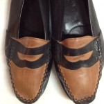 COLE HAAN  Slip-on Penny LOAFERS Two-Tone Black & Tan LEATHER Italy Mens 8 M