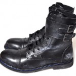 $425 NEW Diesel ME-TAL Black Leather Distressed Double Strap Buckle Boots 12.5