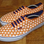 Vans CLEMSON TIGERS Orange & Purple Paw Print Canvas Shoes Men’s 13 RARE!!!