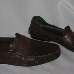 HUGO BOSS TEXTURED BROWN LEATHER PENNY LOAFERS SIZE 8