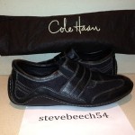 COLE HAAN NIKE AIR BLACK LEATHER SLIP-ON VELCRO DRIVING LOAFERS G SERIES 10.5 M