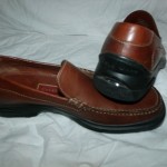 mens sz 9 1/2M COLE HAAN LEATHER SHOES Nike Air slip on Brown LN Penny Loafer