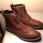 Mens Cole Haan Nike Air Brown Snake-Stamped Leather Ankle Boots Size 8 1/2