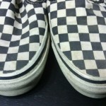 Vtg vans made in usa black white checks checkers mens slip on skate shoe size 10