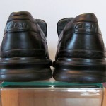 Mens sz 10 M black leather Clarks slip on casual shoes