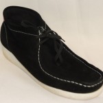 Clarks Wallabees Padmore Low Black White Suede Leather Boots 30588 11.5M