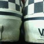 Vtg vans made in usa black white checks checkers mens slip on skate shoe size 10