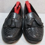 COLE HAAN “Resort” black leather TASSELED LOAFERS w/ woven vamp sz 8.5 D