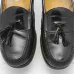 Mens shoes COLE HAAN black leather slip on tassel loafers sz 9.5 D