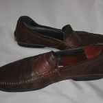 HUGO BOSS TEXTURED BROWN LEATHER PENNY LOAFERS SIZE 8