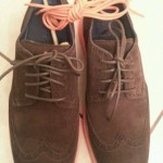 Brand New – C11097 Cole Haan Lunar Grand Wing Tip- Dark Brown Suede / Orange