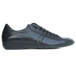 $330 Hugo Boss Black Label Leather Sneakers Black Mens Shoes 10 43 Trainers 9.5