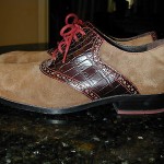 MENS COLE HAAN AIR COLTON CHOCOLATE SUEDE W/ CROC. SADDLE/OXFORD