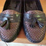 COLE HAAN, MANOCO  MEN’S BLACK & MOCHA  LOAFERS 9 1/2 M VERY NICE, IN O.B.