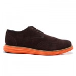 Cole Haan LunarGrand Wingtip Dark Brown Suede/Orange Mens Shoe