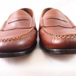 Mens shoes COLE HAAN Resort Brown tan leather slip on penny loafers size 12 D