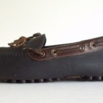 Mens COLE HAAN COUNTRY Flat Black Leather Moc Toe Driving Loafers size 9.5 D