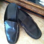 SHARP MENS CASUAL COLE HAAN BLACK LEATHER SLIDES SIZE 7.5 M
