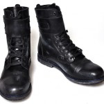 $425 NEW Diesel ME-TAL Black Leather Distressed Double Strap Buckle Boots 12.5