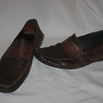 HUGO BOSS TEXTURED BROWN LEATHER PENNY LOAFERS SIZE 8