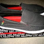VANS SKATEBOARDING MENS BALI SLIP ON SHOES BLACK & RED RASTA DESIGN SIZE 11 NR