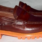 New COLE HAAN men’s oxblood upper/orange sole penny loafer size 8.5