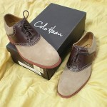 Cole Haan ,Mens Derby Saddle Oxford , Suede Bucks w/ Tan Leather  Accent ,Sz 10M