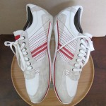 Mens sz 10 M white leather beige suede Diesel athletic tennis shoes