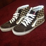 Vans High Top Shoes Brown solid & Checked Size 8 – Excellent
