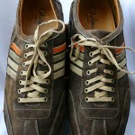 COLE HAAN NIKE AIR mens lace up ALL LEATHER BROWN suede w/ stripes SHOES SZ 14 M