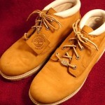 MEN’S GOLD SUEDE LEATHER HIKING BOOTS BY TIMBERLAND, SZ 8.5M; PRE-OWNED