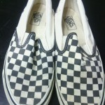 Vtg vans made in usa black white checks checkers mens slip on skate shoe size 10
