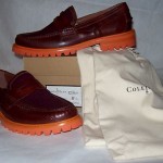 New COLE HAAN men’s oxblood upper/orange sole penny loafer size 8.5