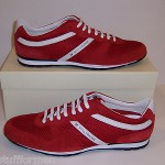 HUGO BOSS ORANGE Orlenno Size 12 M Bright Red Suede & Mesh Sneakers Mens Shoes