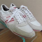 Mens sz 10 M white leather beige suede Diesel athletic tennis shoes